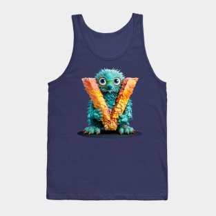 Cute Monster for Kids Alphabet Letter V Funny Back to School Tank Top